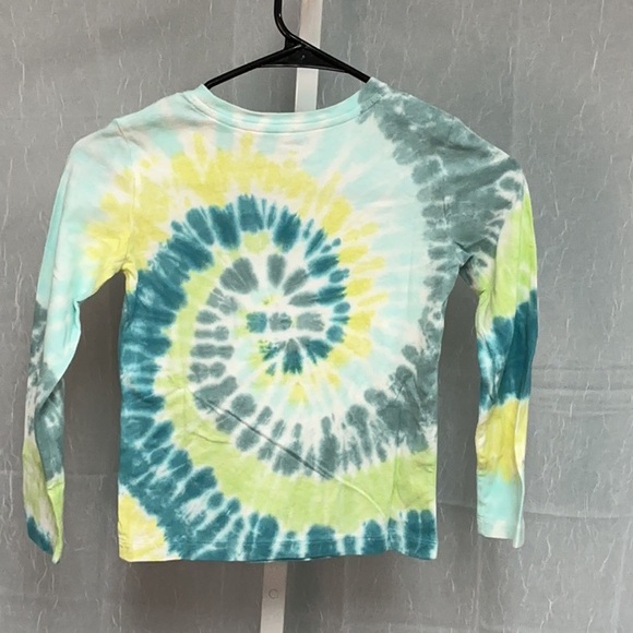 Land’s End dark peackock swirl Tie-Dye Long Sleeve Kids Shirt - Picture 4 of 8
